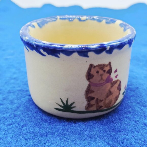 Vintage Alpine Pottery Roseville Cat Mini Butter Crock Votive Holder Trinket USA - Picture 5 of 9
